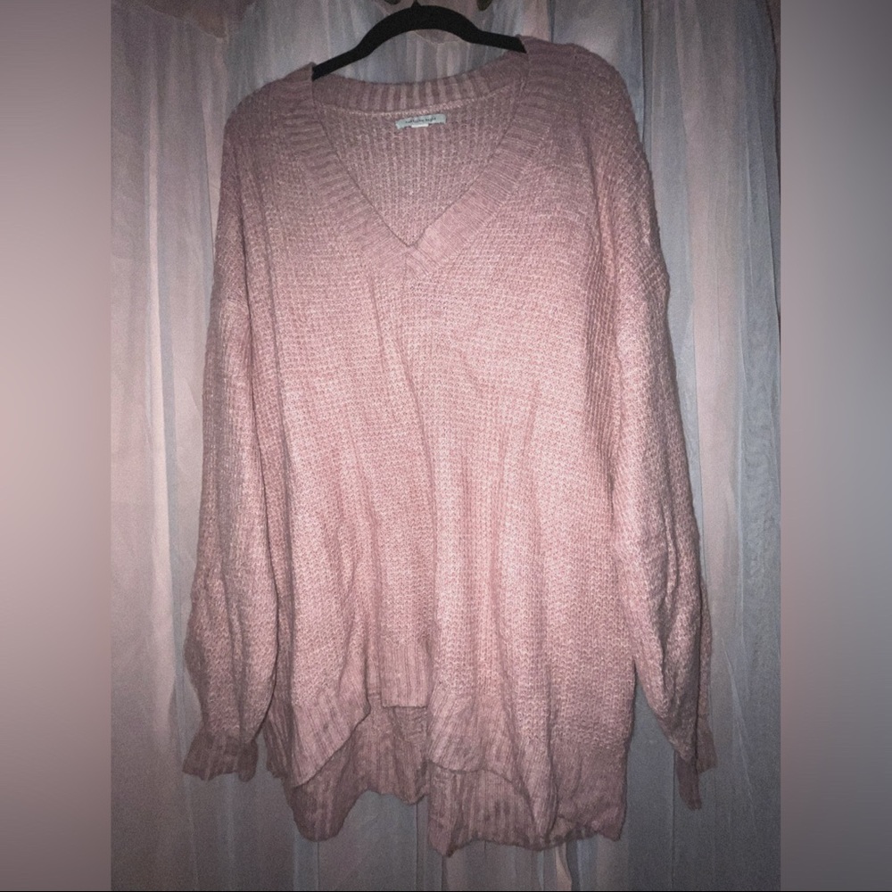 Oversized V-Neck Knit Sweater